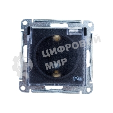 Механизм розетки 1-м СП AtlasDesign Aqua 16А IP44 с заземл. защ. шторки с прозрачной крышкой карбон SchE ATN441046