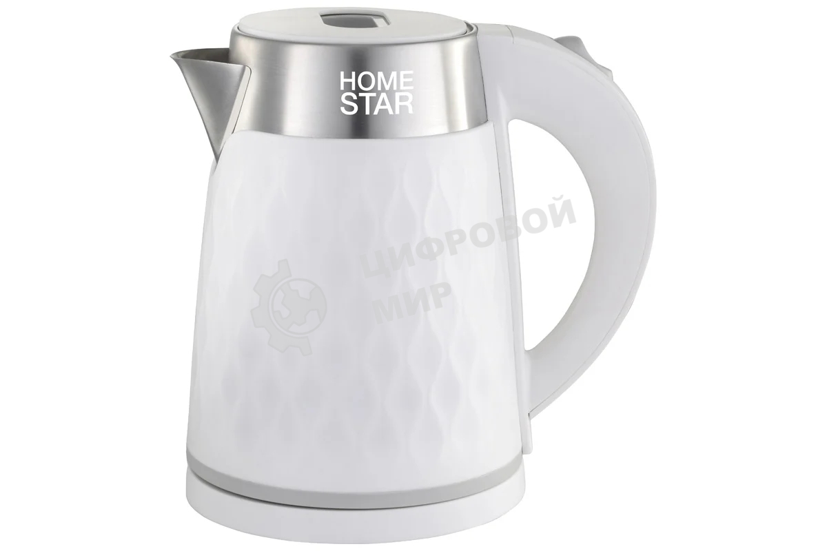 Чайник электрический Homestar HS-1021, 1500 Вт, 1.7 л, нержавейка+пластик, белый, двойной корпус