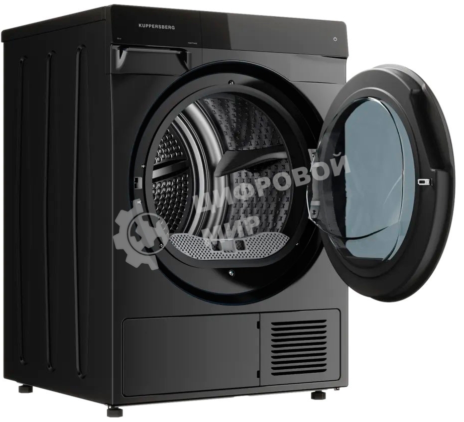 Сушильная машина Kuppersberg DM 590 GR, High-Tech, загрузка 10 кг, 16 программ, тепловой насос, отсрочка старта, реверс барабана, ультрафиолет, сенсорное управление, блокировка от детей, энергоэффективность А+, серый