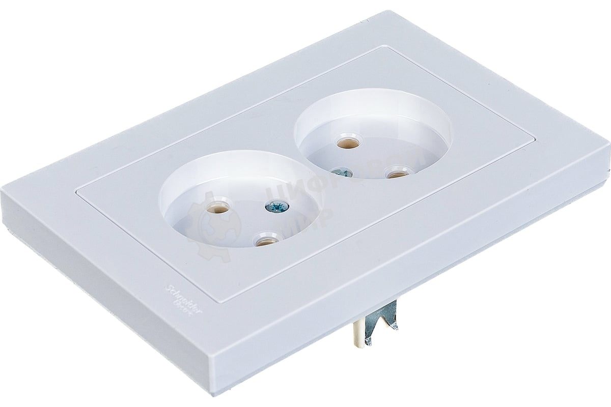 Розетка 2-м AtlasDesign без заземл. 16А в сборе белый SchE ATN000120