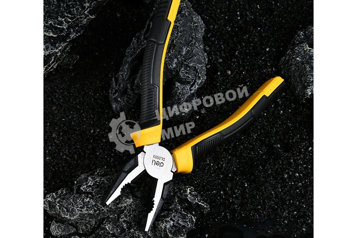 Комбинированные плоскогубцы Deli DL0003 200 мм, двухкомпонентная прорезиненная рукоять