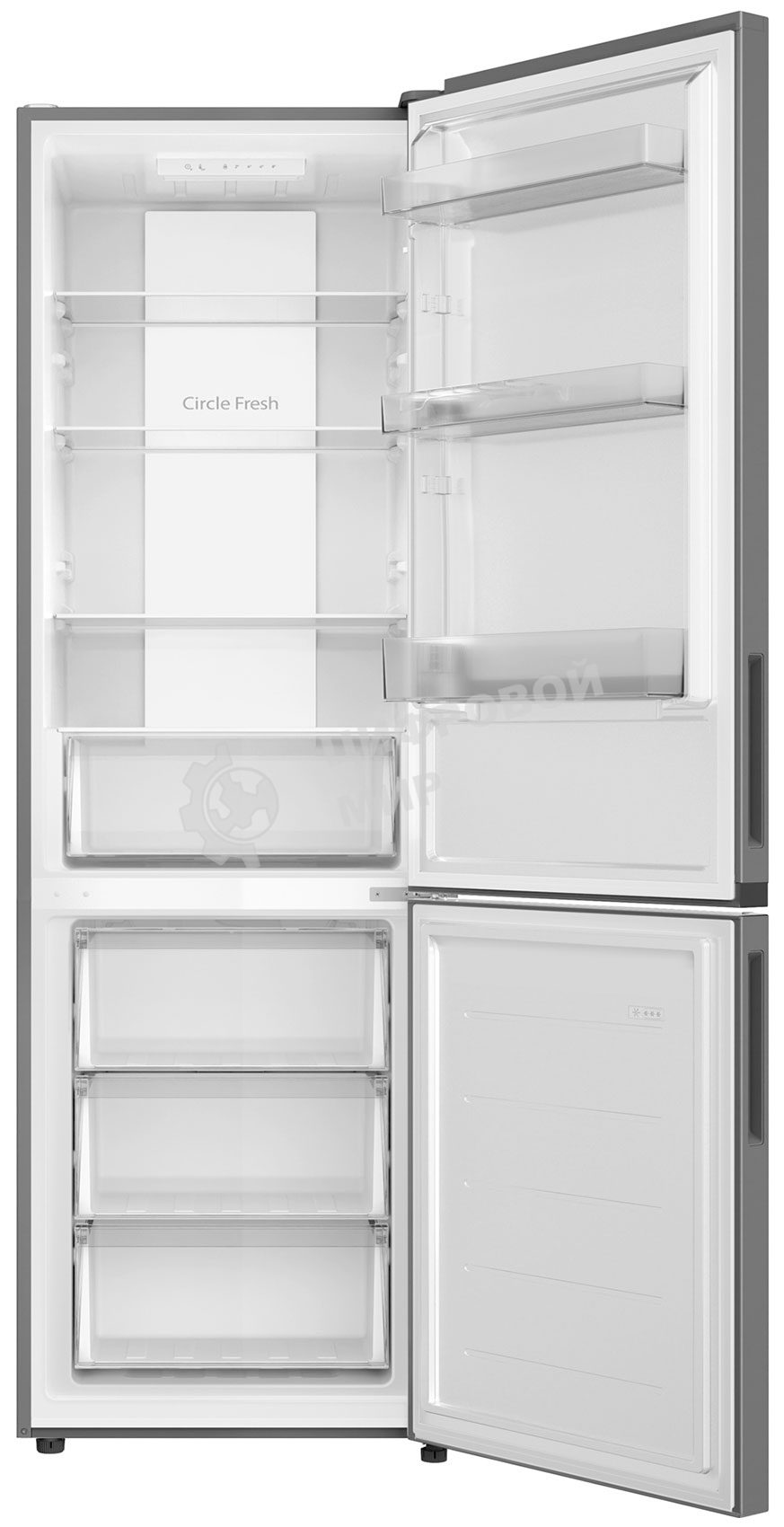 Холодильник Candy CFN6185S серебро двухкамерный 207/91 л морозилка снизу, No Frost