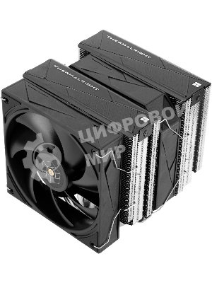 Кулер для процессора Thermalright Royal Pretor 130 (4-pin PWM, 158мм, Ni/Cu, 6x6мм, 1x120+1x130мм, 80.45CFM/81.88CFM, 29.4dBA/28.3dBA, 2150PM/1750RPM, S: 1200, 1700, 1851, 2011, 2066, 115X, AM4, AM5, silver, black)