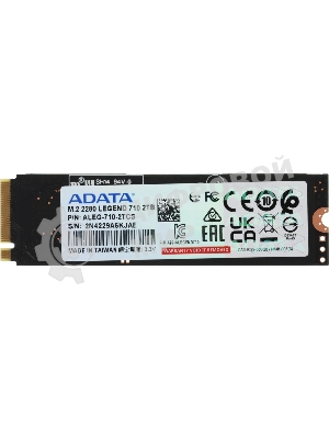 Накопитель SSD ADATA LEGEND 710, 2Tb, PCIe 3.0 x4, M.2 2280, NVMe, R/W 2400/1800, с радиатором