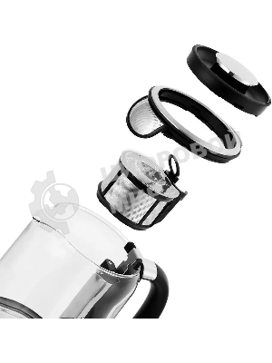 Чайник электрический Kitfort KT-6116 1.7 л, 2200 Вт, нержавеющая сталь/черный (корпус: стекло)