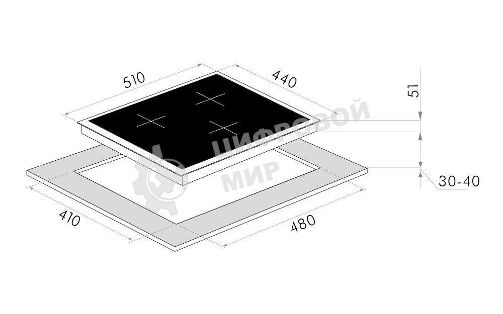 Газовая варочная панель Maunfeld EGHG.43.33CBG/G газ, ширина 45 см, 3 конфорки, WOK, чугунные решетки, газ-контроль, электроподжиг, бежевый