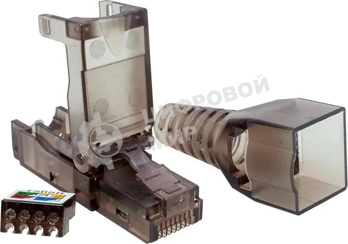 Коннектор Suprlan 10-0239-1, UTP cat.6a RJ45, с защитным колпачком, прозрачный