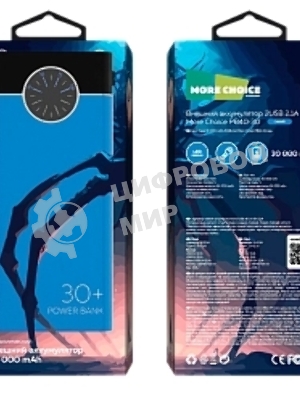 Портативный аккумулятор More choice (4610196406775) PB40-30 30000mAh Blue