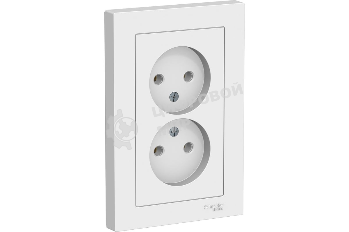 Розетка 2-м AtlasDesign без заземл. 16А в сборе белый SchE ATN000120