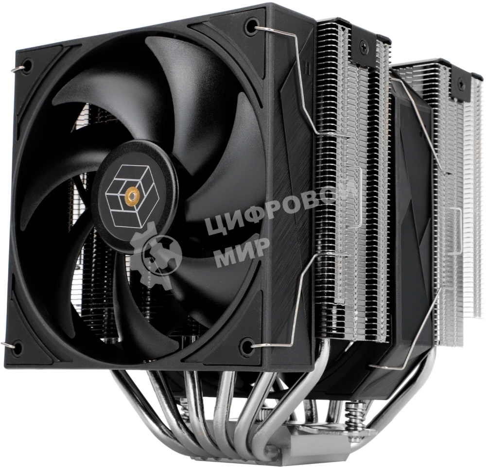 Кулер для процессора Thermalright Royal Pretor 130 (4-pin PWM, 158мм, Ni/Cu, 6x6мм, 1x120+1x130мм, 80.45CFM/81.88CFM, 29.4dBA/28.3dBA, 2150PM/1750RPM, S: 1200, 1700, 1851, 2011, 2066, 115X, AM4, AM5, silver, black)