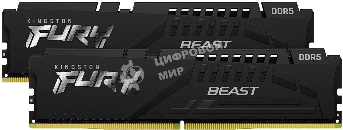 Оперативная память Kingston Fury Beast, DDR5, 32GB (2x16GB), 5600MHz, CL36, DIMM, с радиаторами, черный