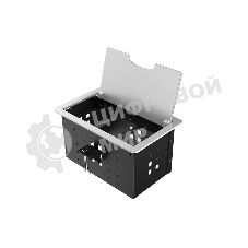 Прямоугольный металлический корпус Wize Pro WRTS-12BOX-S для модульной системы врезного лючка в стол с откидывающейся крышкой, до12 модулей-вставок, беспроводная зарядка 10Вт для моб.устройств на крышке, преустановленная рамка,серебр.