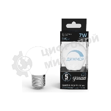 Лампа светодиодная Gauss Led Globe-dim E27 7Вт 4100К диммируемая