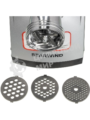 Мясорубка электрическая Starwind SMG4485 серебристый, 1800 Вт, 2.2 кг/мин, реверс, защита от перегрузки, насадки - 6