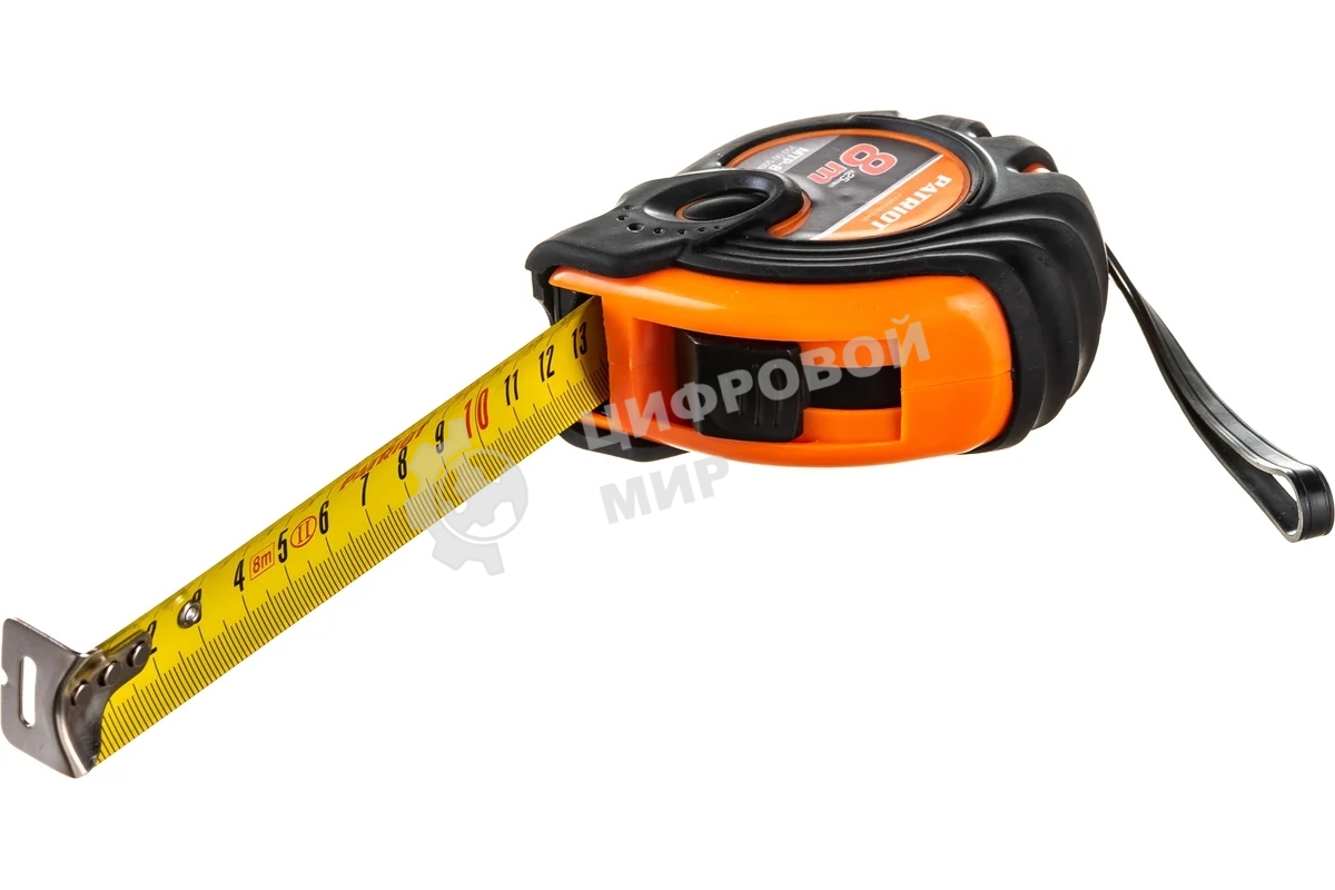 Рулетка PATRIOT MTP-8, ударопрочный корпус, обрезиненная, 8м