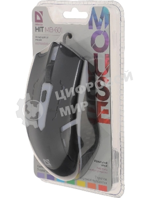 Мышь проводная Defender Hit MB-601 черный, 1200 dpi, USB, кнопки - 4