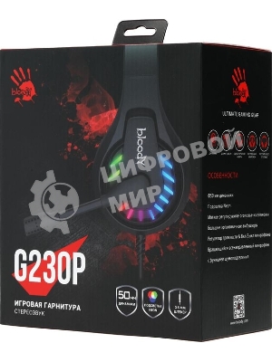 Гарнитура Bloody G230P чёрный, проводная, USB, подсветка