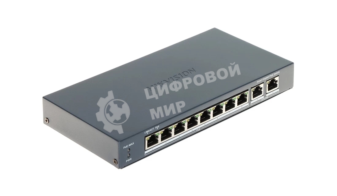 Коммутатор Hikvision DS-3E1510P-EI V2, 8×1 Гбит/с PoE + 2×1 Гбит/с SFP, настраиваемый