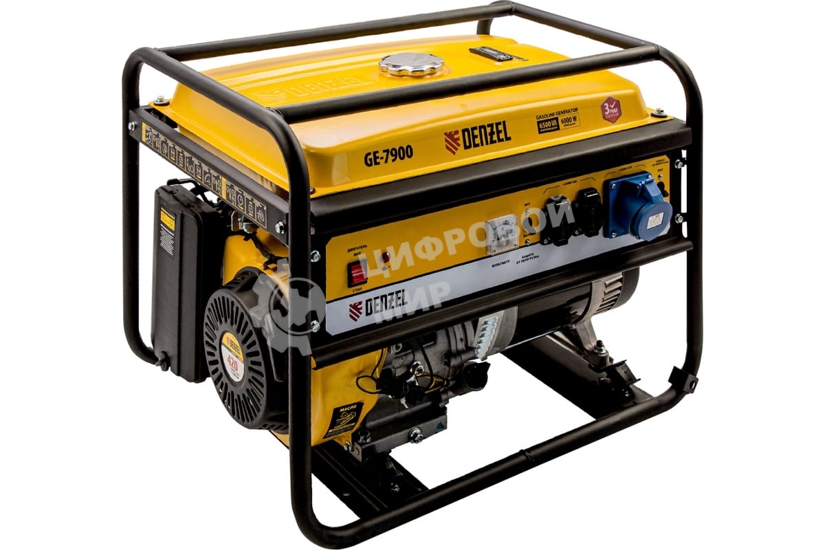 Электрогенератор бензиновый Denzel GE 7900, 6.5 кВт, 97 дБ, 74 кг