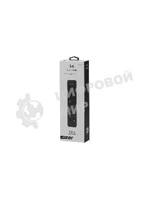 Удлинитель с USB зарядкой HARPER UCH-315 черный