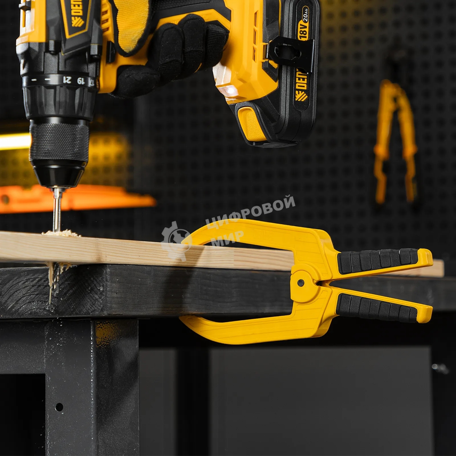 Струбцина Denzel клещеобразная, удлиненная 75 х 110 мм двухкомпонентные рукоятки