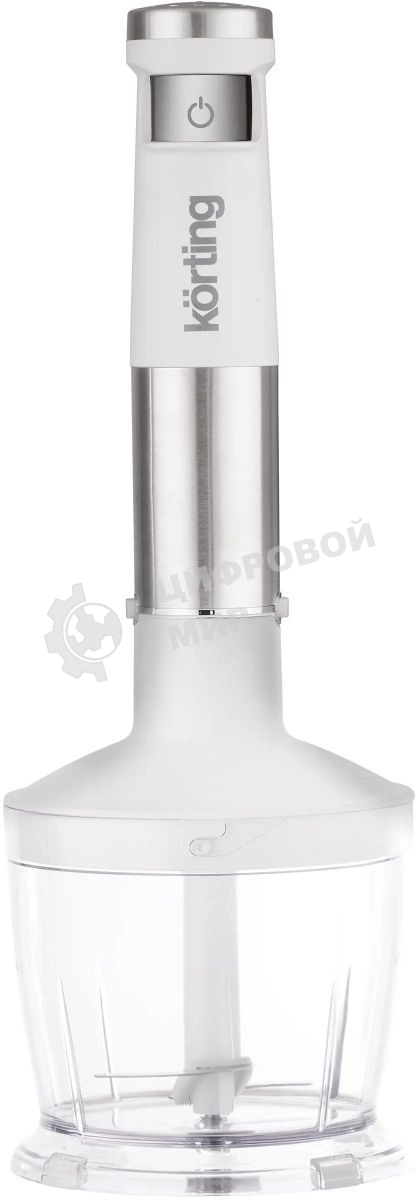 Погружной блендер Korting KHB 0313 W, беспроводной, мощность 150 Вт, кнопочное управление, 3 насадки (блендер, измельчитель, миксер), 5 скоростей, объем чаши 500 мл, защита двигателя от перегрева/перегрузки, цвет белый