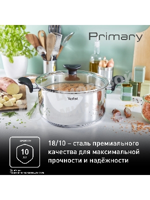 Кастрюля Tefal Primary E3084674 5.2 л. d=24 см (с крышкой) стальной (2100120958)