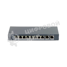 Коммутатор Hikvision DS-3E1510P-EI V2, 8×1 Гбит/с PoE + 2×1 Гбит/с SFP, настраиваемый