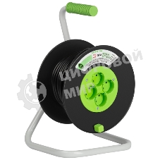 Удлинитель силовой ЭРА GREEN LINE KAT-2x1.5-30m Greenline на катушке пластик 4 розетки без заземления 30м ПВС 2x1.5мм2