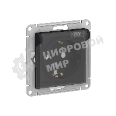 Механизм розетки 1-м СП AtlasDesign Aqua 16А IP44 с заземл. защ. шторки с прозрачной крышкой карбон SchE ATN441046