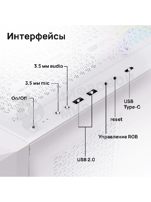 Компьютерный корпус ABR Quantum белый (1хUSB Type-C, 2хUSB 2.0, HD Audio, 4xRGb Fan, ATX, E-ATX)