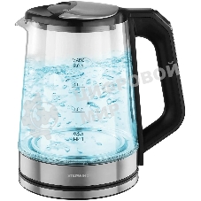 Чайник электрический Starwind SKG2112 2 л, 1800 Вт, черный/прозрачный корпус: стекло