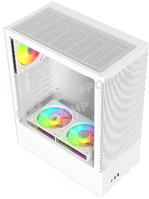 Компьютерный корпус ACD Citadel 108W ATX, Type-C + 2XUSB ports + HD audio combo, Mesh, TG, белый
