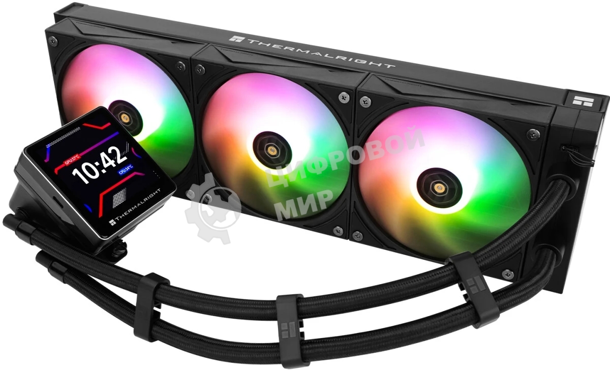 Водяное охлаждение для процессора Thermalright Grand Vision 360 (360mm, LED, Black, ARGB/Fans: 3x120mm, 80.45CFM, 29.4dBA, 2150RPM/Pump height 72.5mm, 6400RPM, Rad thickness 27mm/S: 1700, 1200, 1851, 115X, 2011, 2066, AM5, AM4)