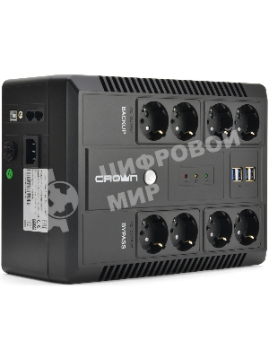 Источник бесперебойного питания CMUS-275 EURO SMART/850 ВА/480 Вт/8 х CEE 7 (евророзетка)