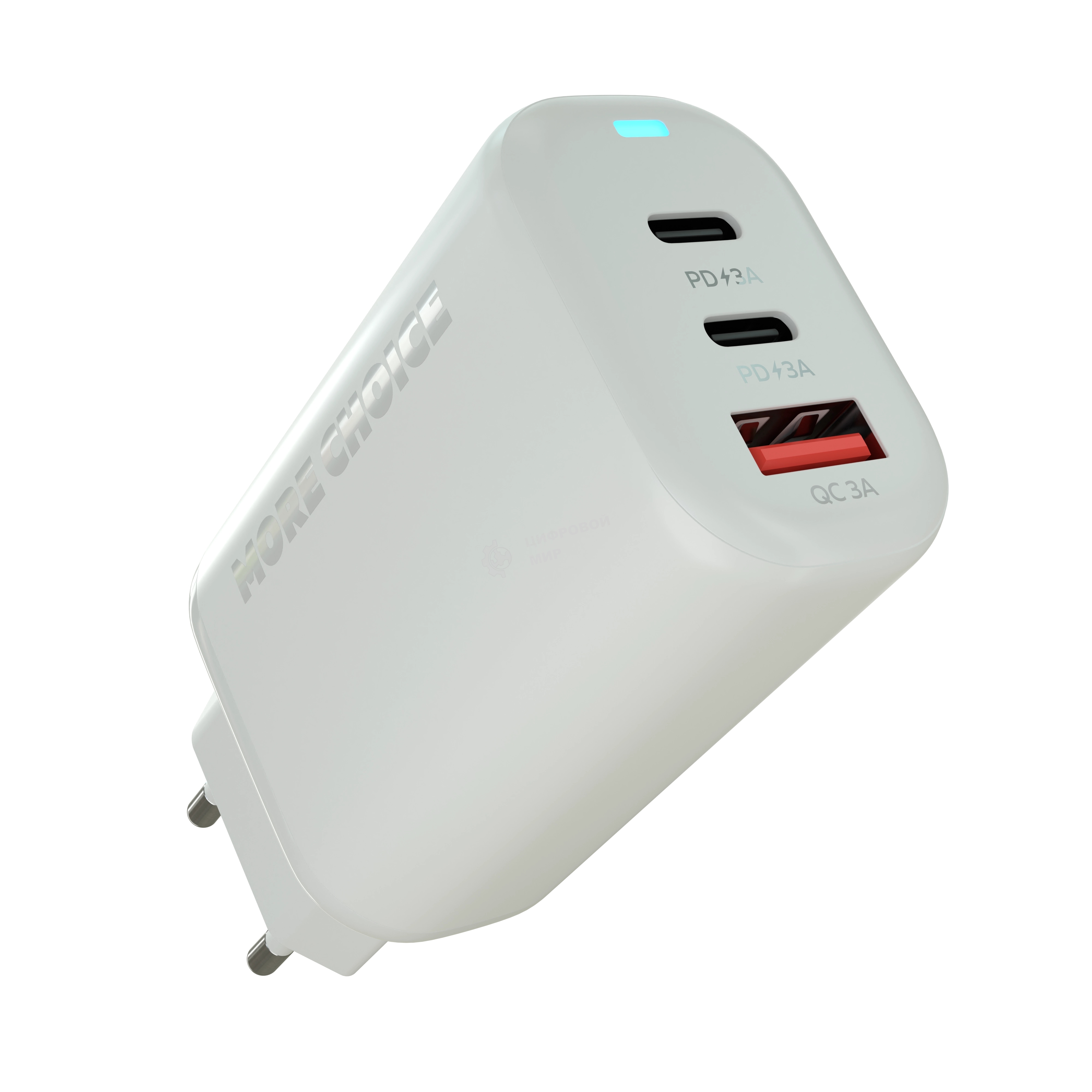 Сетевое зарядное устройство MORE CHOICE NC79a 1USB+2Type-C 3.0A PD 65W быстрая зарядка для Type-C 2м белый