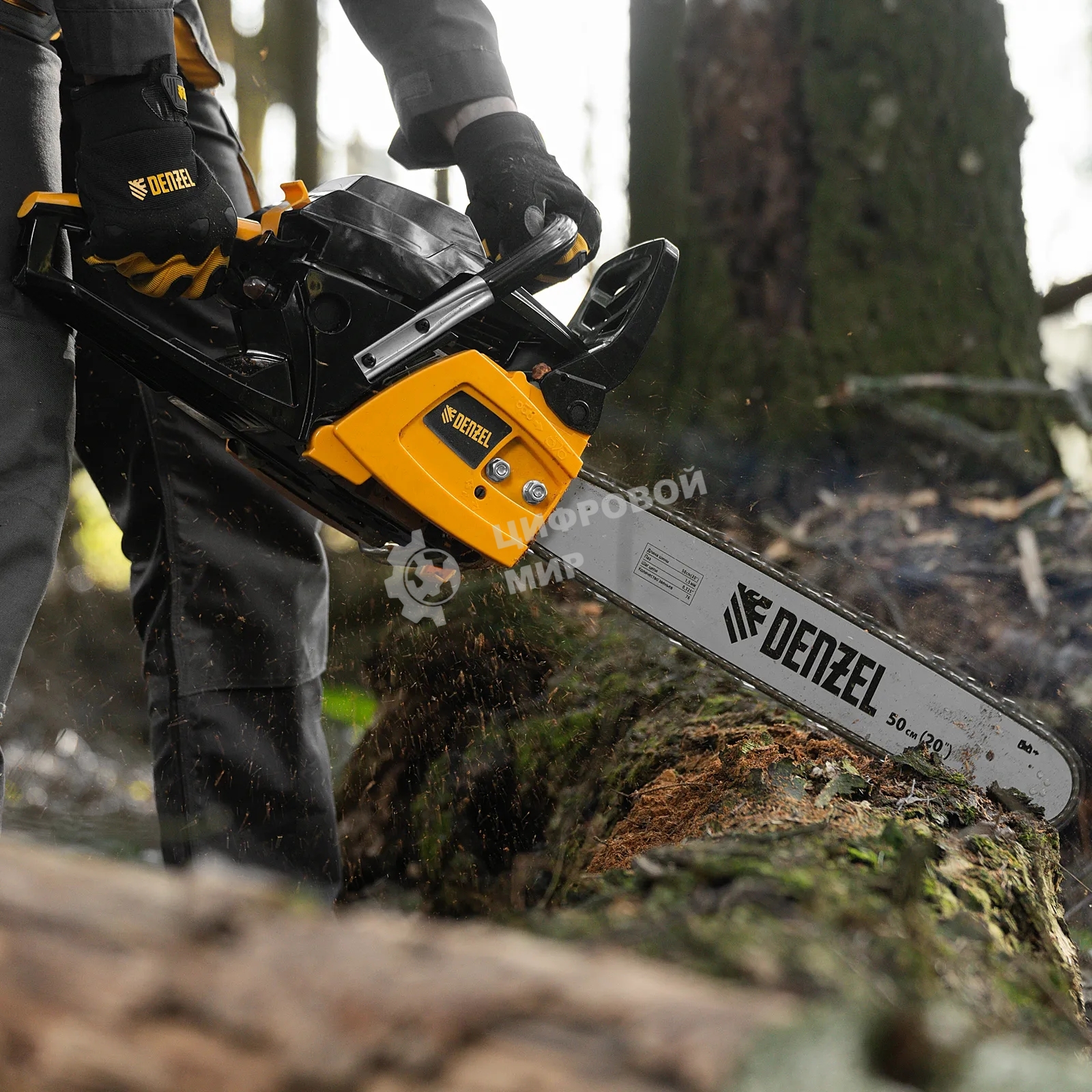 Пила цепная бензиновая Denzel DGS-5820, шина 50 см, 58см3, 4,1 л.с., шаг 0,325, паз 1,5 мм