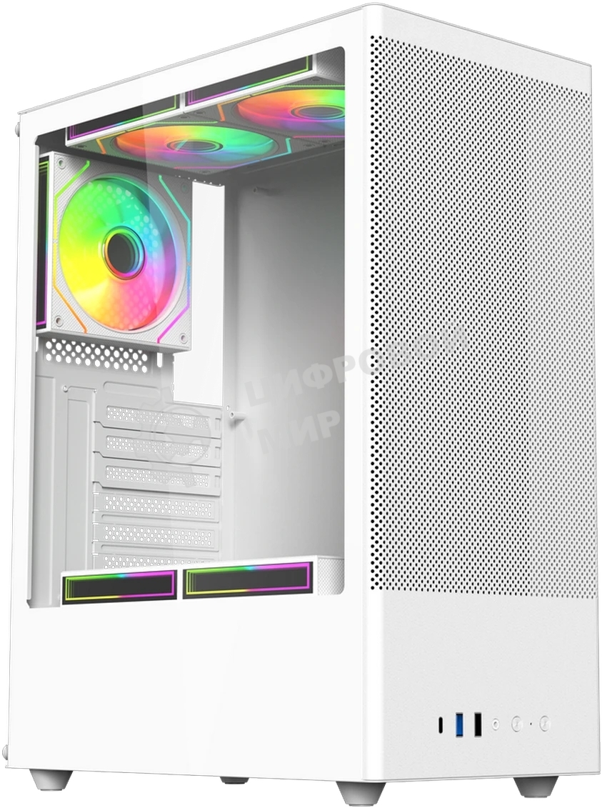 Компьютерный корпус ACD Citadel 108W ATX, Type-C + 2XUSB ports + HD audio combo, Mesh, TG, белый