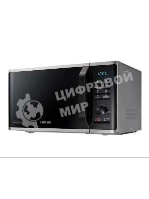 Микроволновая печь Samsung MG23K3515AS/BW серебристый/черный, 23 л, 800 Вт, переключатели - кнопки, поворотный механизм
