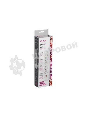 Удлинитель с сетевым фильтром Defender DFS 141, белый, 4розетки, USB+TypeC, 1.5 м.