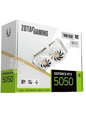 Видеокарта Zotac GAMING GeForce RTX 5050 TWIN EDGE OC WHITE ED, NVIDIA RTX 5050, 8 ГБ GDDR6, 128 бит, PCI-e 5.0, 1xHDMI, 3xDP, 2602 МГц