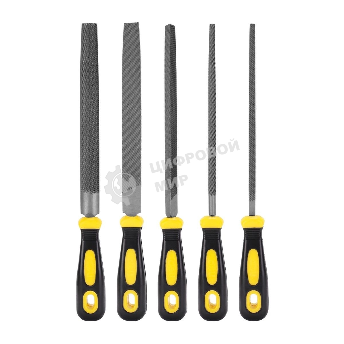 Набор напильников Deli DL352085 5шт Корпус напильника изготовлен из инструментальной стали T12. Обрезиненная платиковая ручка.