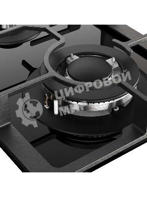 Варочная поверхность Kuppersberg FG 31 B, газ, High-Tech, 30 см, 2 конфорки, автоматический электроподжиг, газ-контроль, форсунки под сжиженый газ, SABAF конфорки, WOK конфорка, чугунные решетки, цвет черный, цвет фурнитуры черный