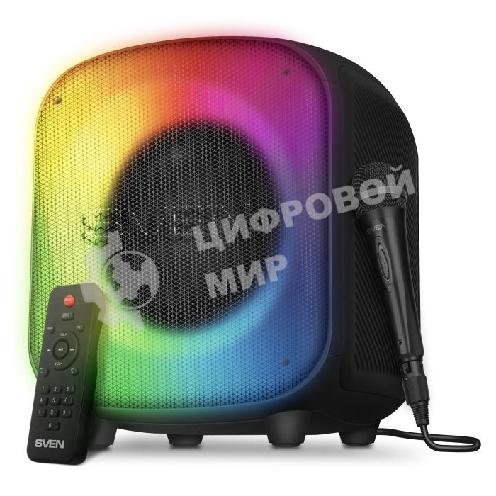 Портативная колонка SVEN PS-555, черный, 65 Вт (RMS), Bluetooth, USB, microSD, пульт