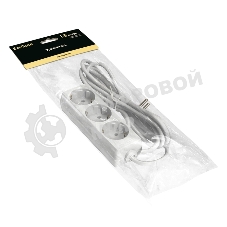 Удлинитель ExeGate ECE-3-1.8W (EX285803RUS), белый, 1.8 м, евровилка с заземлением, 3 евророзетки с заземлением, 2200 Вт