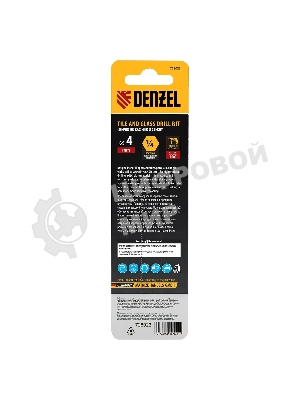 Сверло по керамической плитке Denzel 4 мм, крестовая пластина, 6-гр. хвостовик
