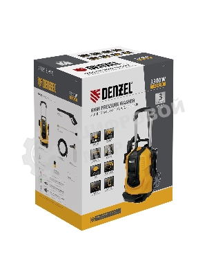Мойка высокого давления Denzel R-230iD, 3300 Вт, 230 бар, 600 л/ч, асинх. двиг., бараб.