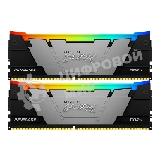 Оперативная память Kingston Fury Renegade, DDR4, 32GB (2x16GB), 3200MHz, CL16, DIMM, с радиатором, RGB, серебристый/черный