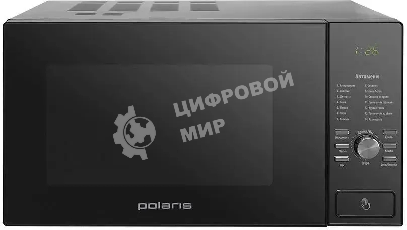 Микроволновая печь Polaris PMO 2303DG черный, 23 л, 900 Вт, переключатели - кнопки, поворотный механизм