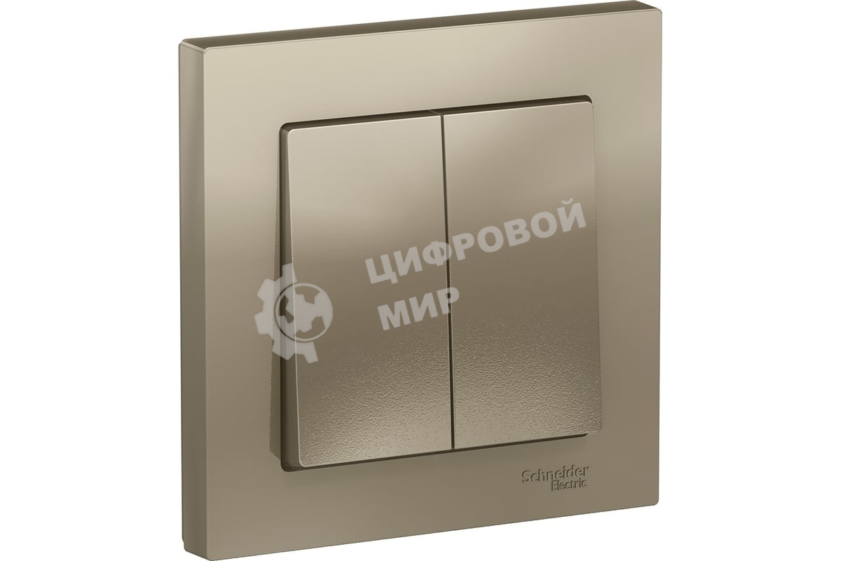 Выключатель 2-кл. СП AtlasDesign 10А IP20 (сх. 5) 10AX в сборе шампань SchE ATN000552